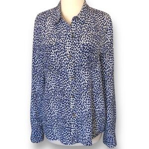 Juicy Couture | Blouse Leopard Print Long Sleeve Silver Logo Buttons EUC